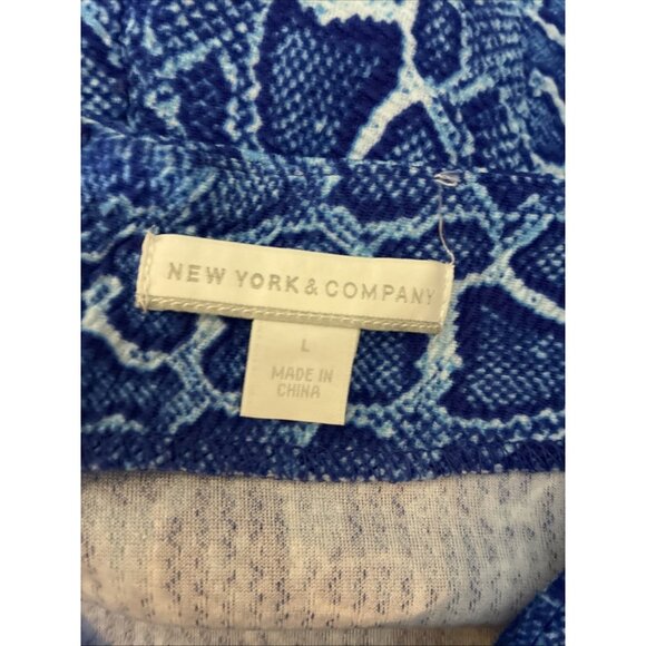 New York and Company Womens Size L Blue Snake Print Stretch Pencil Skirt - Picture 5 of 7